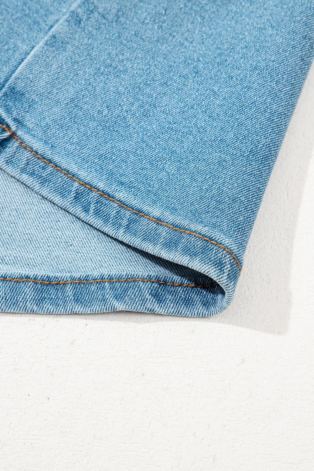 Acid Wash Bowknot Details High Waist Denim Skirt.