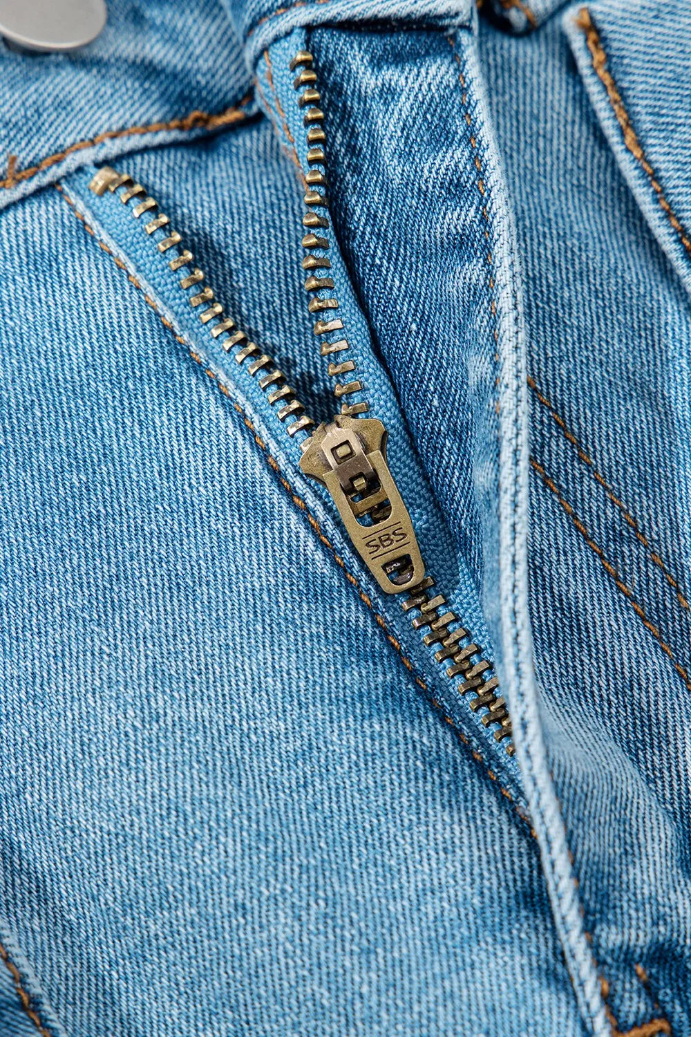 Acid Wash Bowknot Details High Waist Denim Skirt.