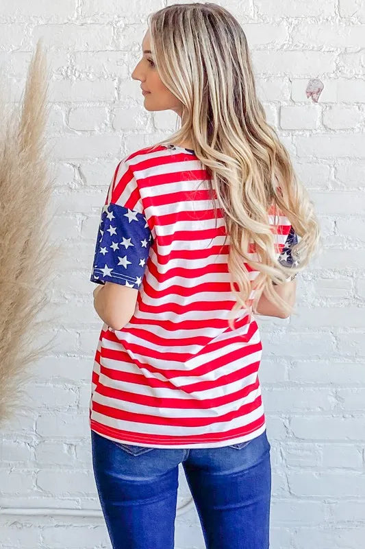 And The Why American flag short sleeve top with pockets.