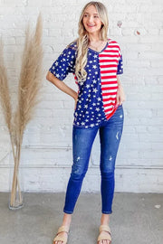And The Why American flag short sleeve top with pockets.