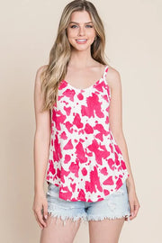 Animal print cami top with slight stretch.