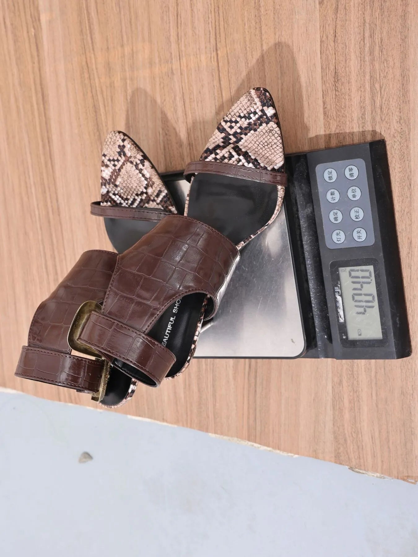 Elegant PU leather ankle strap high heel sandals.