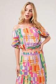 And The Why Asymmetric Geo Printed Tiered Maxi Skirt.