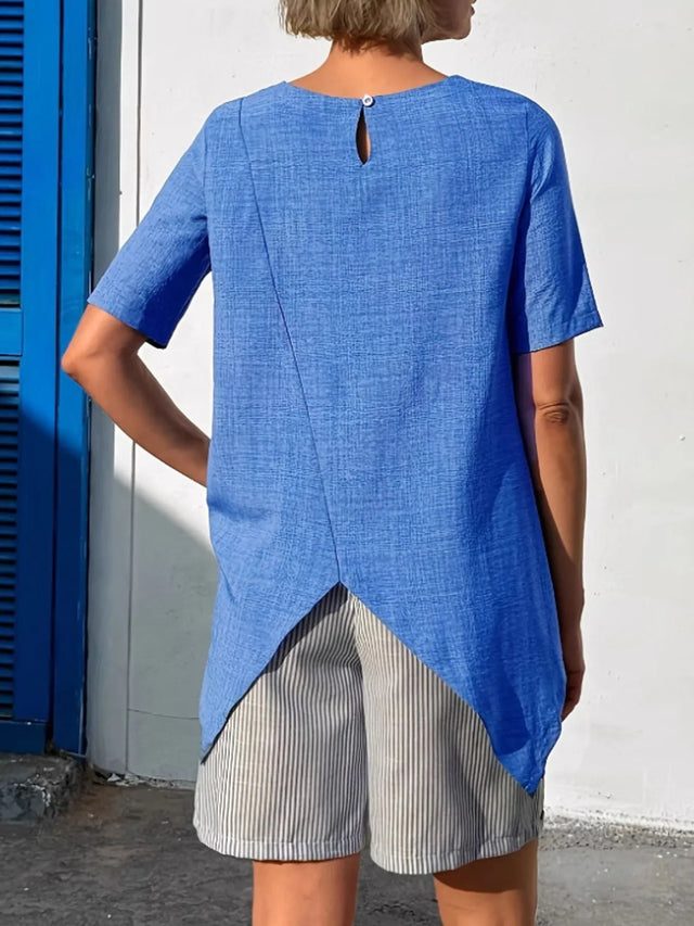 Asymmetric Hem Relaxed Fit T-Shirt.