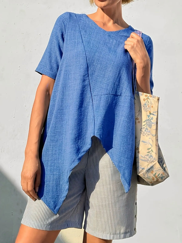 Asymmetric Hem Relaxed Fit T-Shirt.