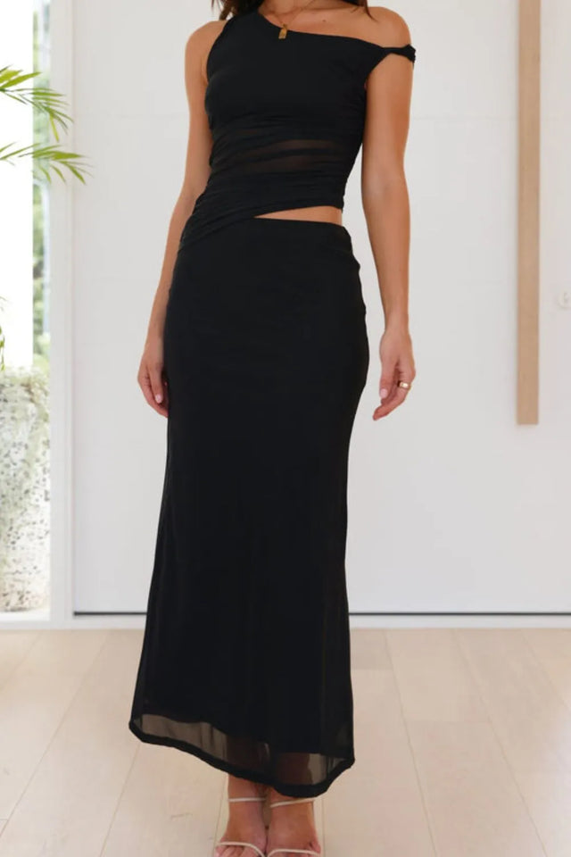 Asymmetrical Cutout Sleeveless Dress.