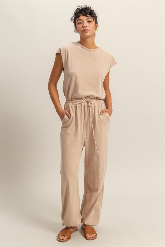 Smocked Back Spaghetti Strap Romper with Pockets.