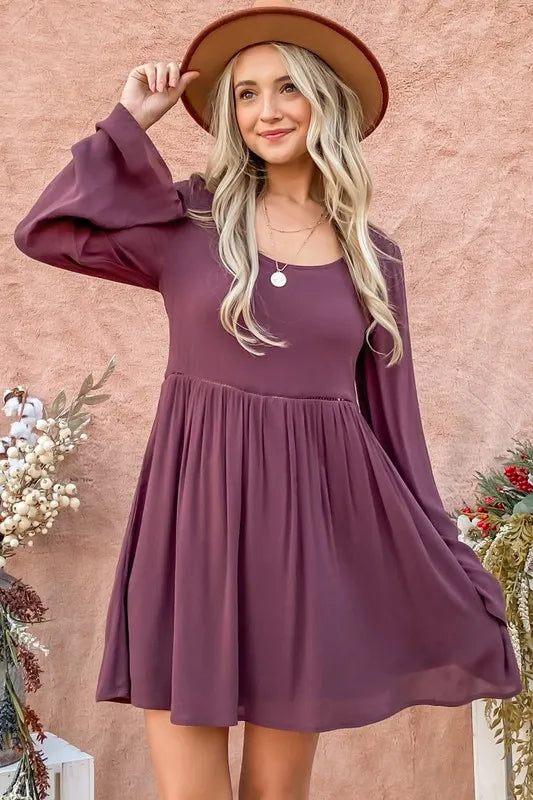 And The Why Back Lace Button Down Detail Bell Sleeve Dress.