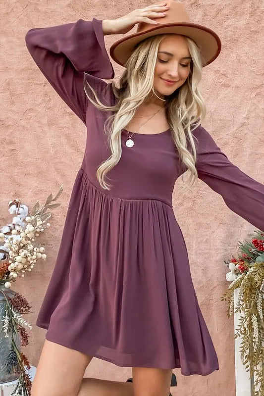 And The Why Back Lace Button Down Detail Bell Sleeve Dress.