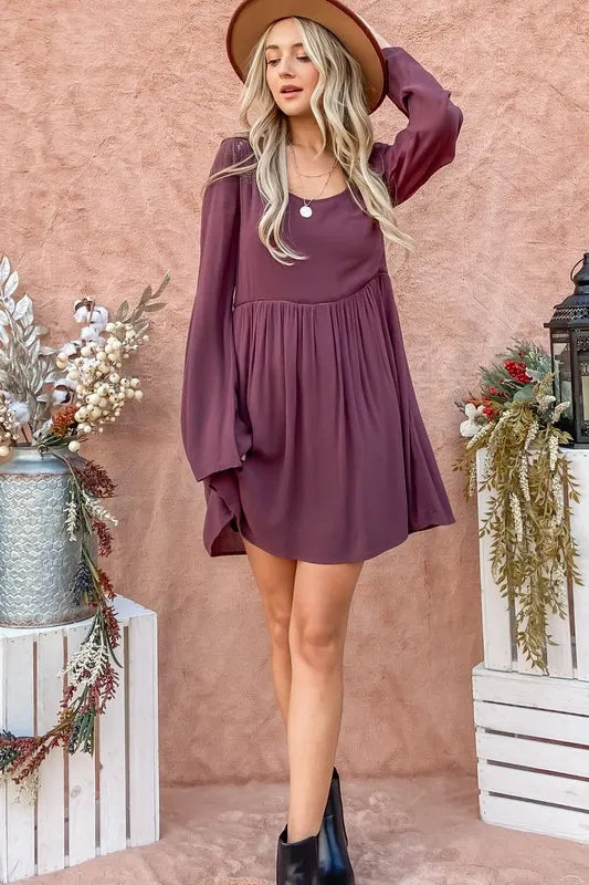 And The Why Back Lace Button Down Detail Bell Sleeve Dress.