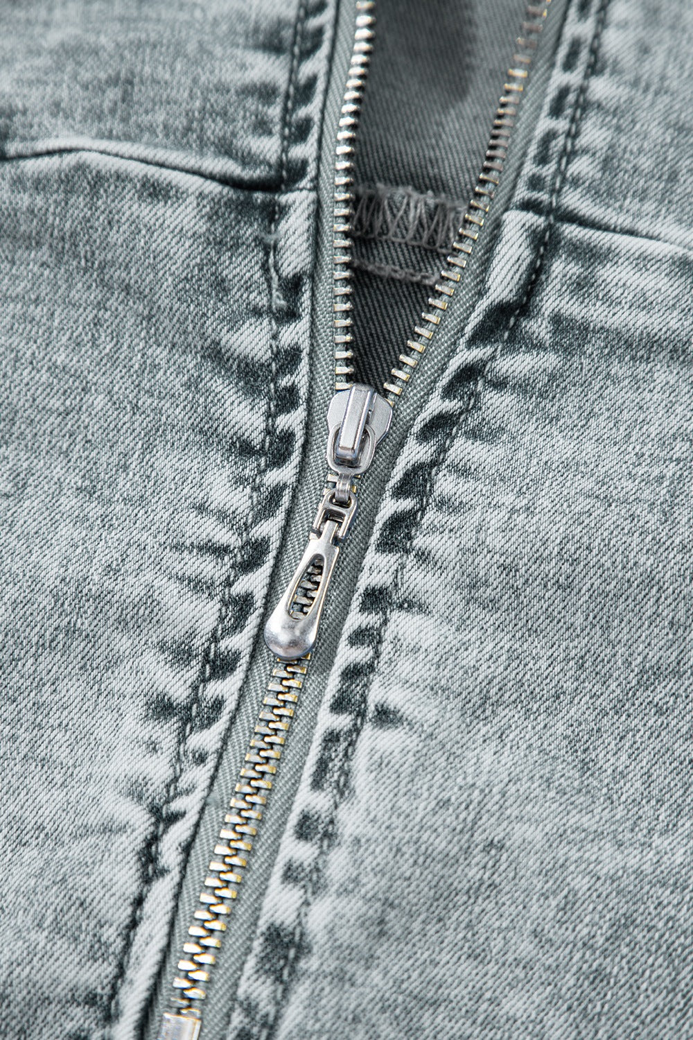 Back Zipped Mini Cami Denim Dress.