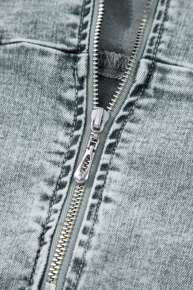 Back Zipped Mini Cami Denim Dress.