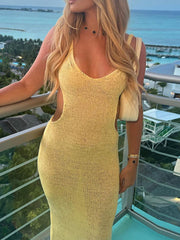 Backless Cutout Scoop Neck Cover-Up Dress.
