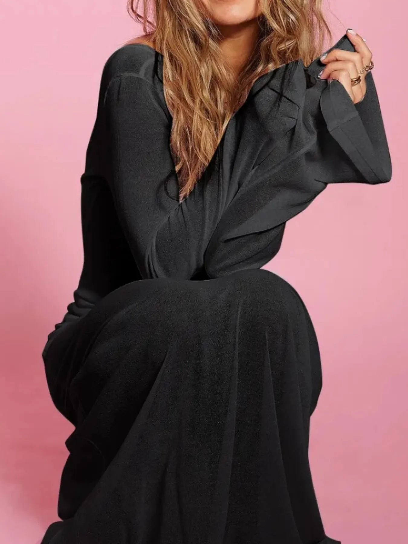 Backless Long Sleeve Maxi Cover-Up.