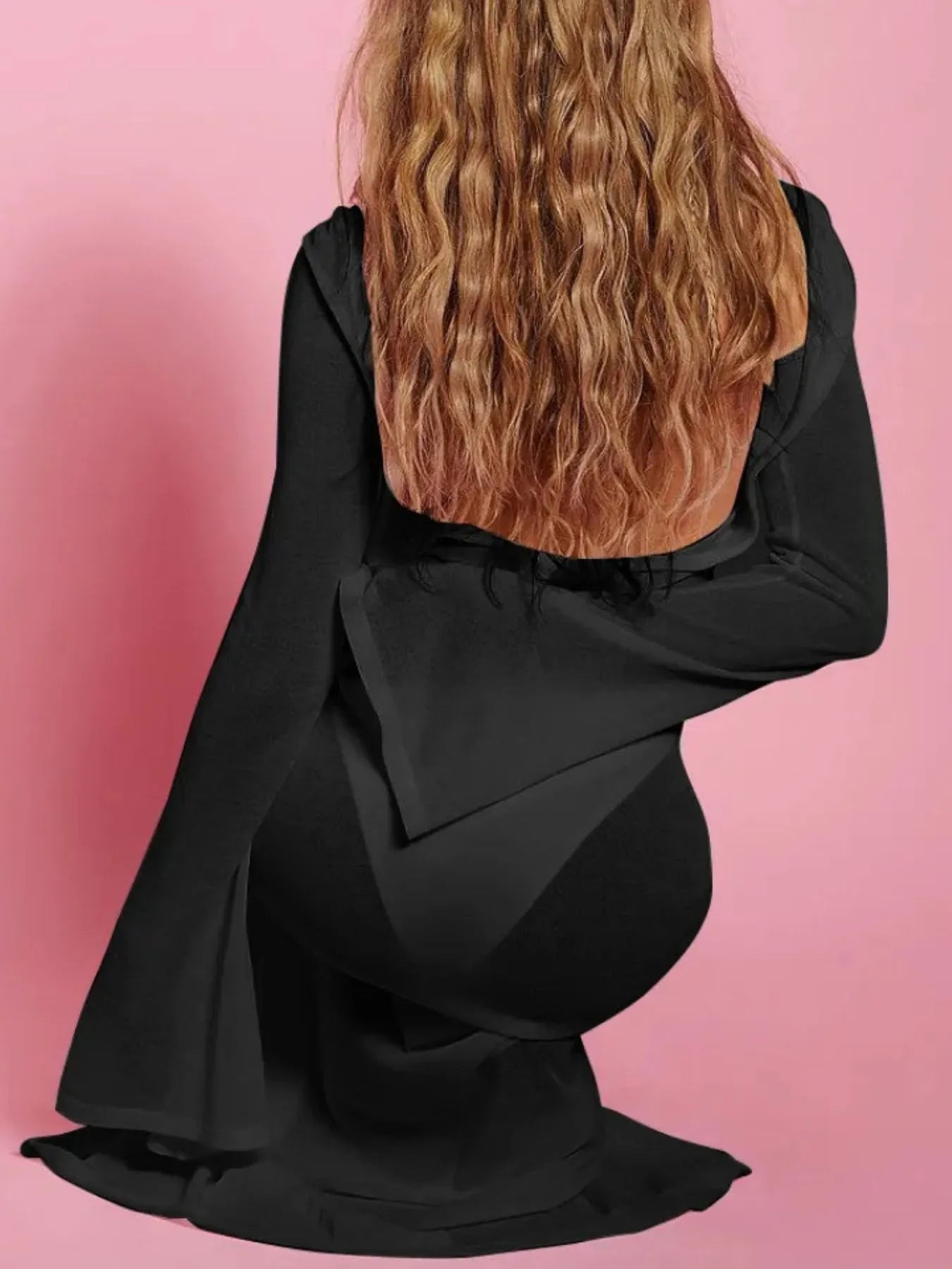 Backless Long Sleeve Maxi Cover-Up.