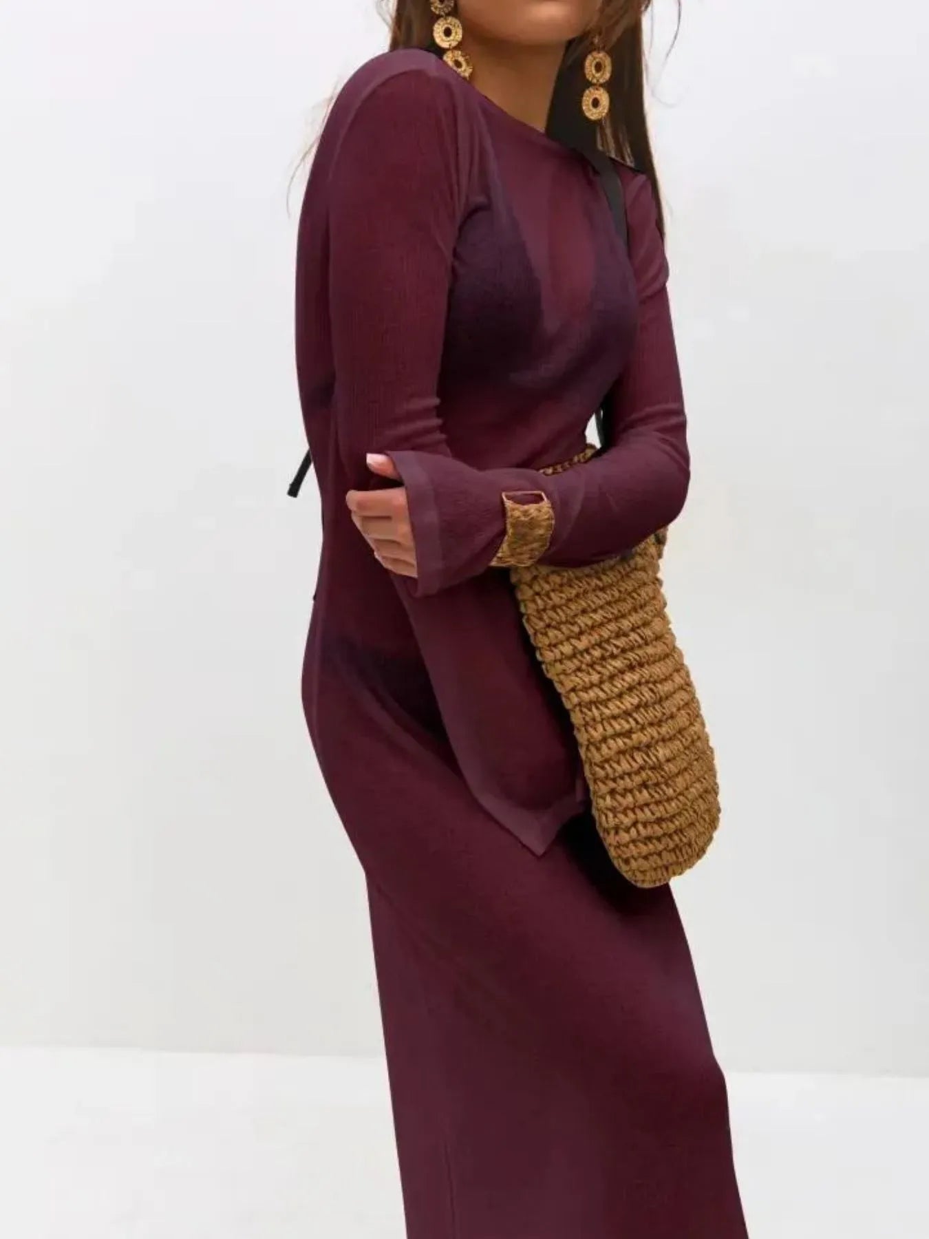 Backless Long Sleeve Maxi Cover-Up.