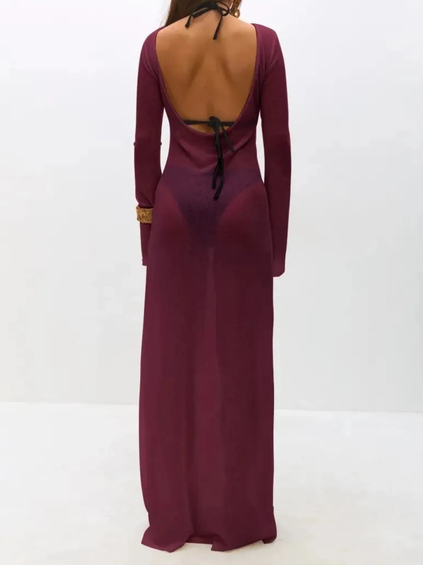 Backless Long Sleeve Maxi Cover-Up.