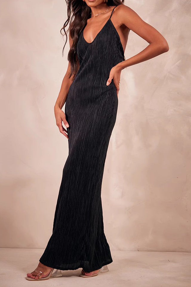 Backless Printed Maxi Cami Dress.