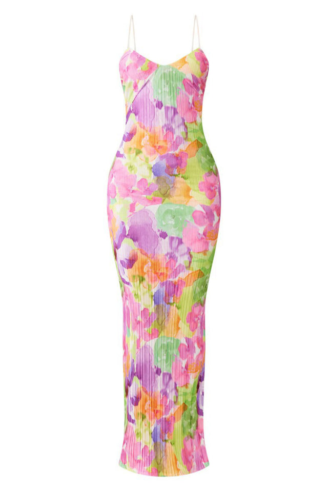 Backless Printed Maxi Cami Dress.
