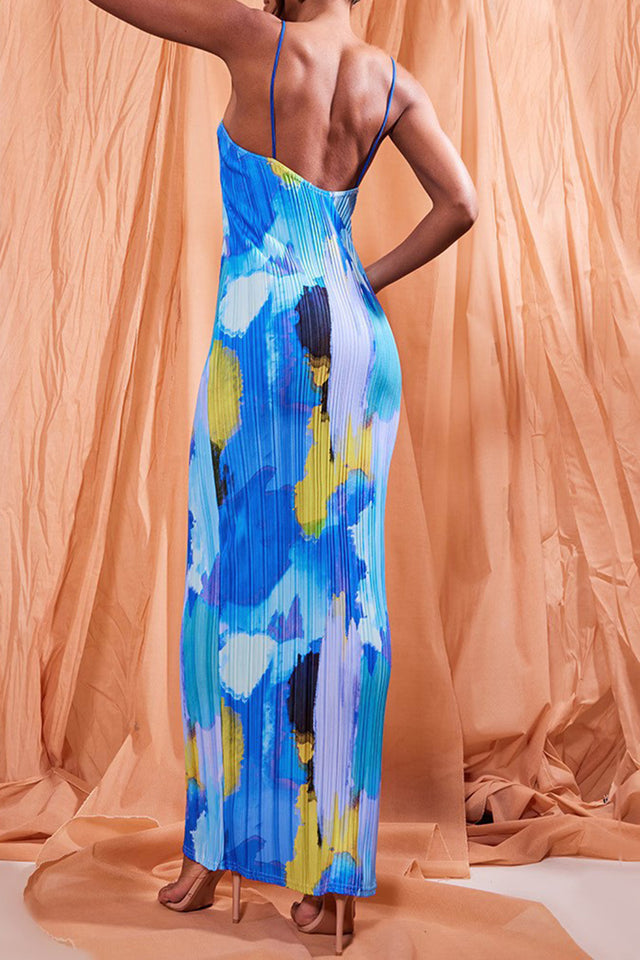 Backless Printed Maxi Cami Dress.