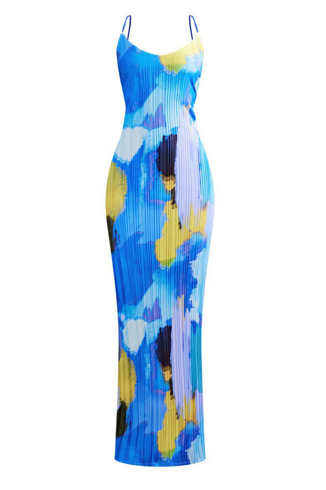 Backless Printed Maxi Cami Dress.