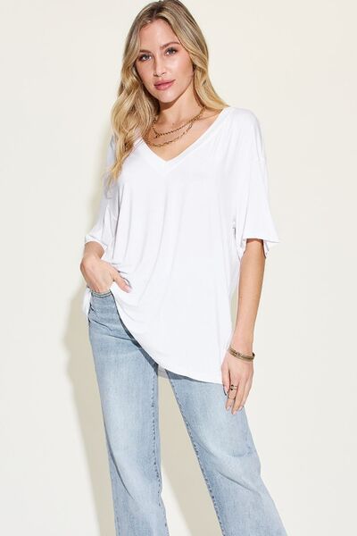 Bamboo V-Neck Drop Shoulder T-Shirt