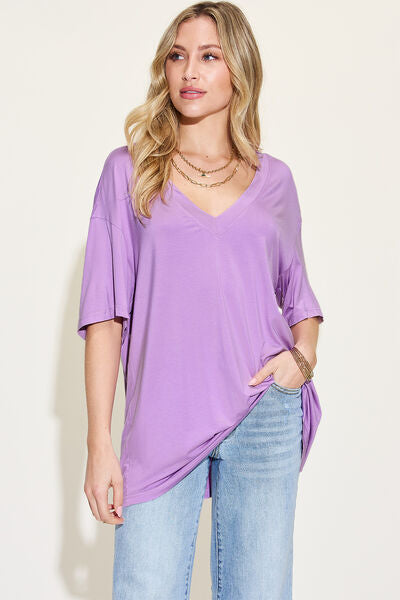 Bamboo V-Neck Drop Shoulder T-Shirt