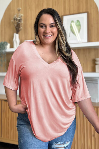 Bamboo V-Neck Drop Shoulder T-Shirt