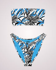 Bandeau Bikini - Blue Tropical Abstract IX