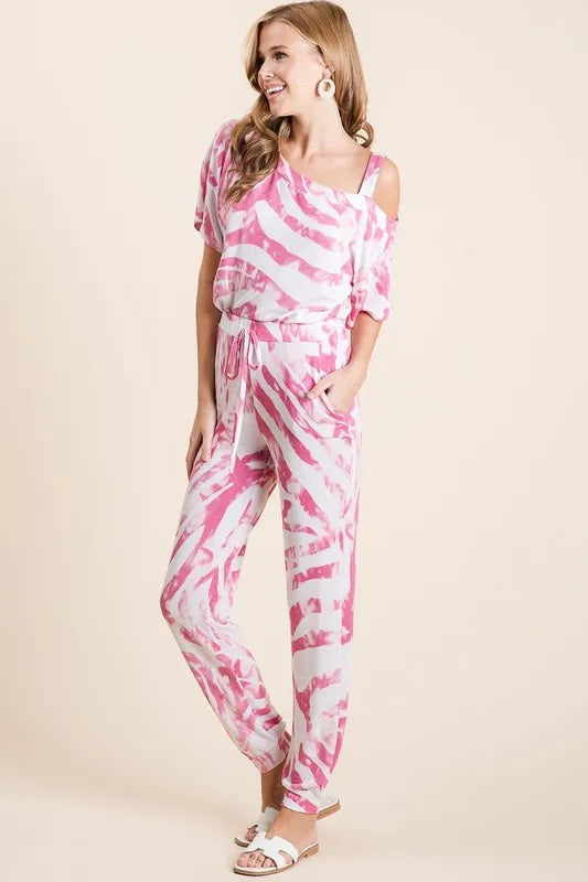 BiBi Zebra Print French Terry Top and Pants Set.