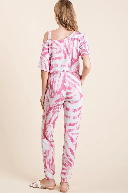 BiBi Zebra Print French Terry Top and Pants Set.