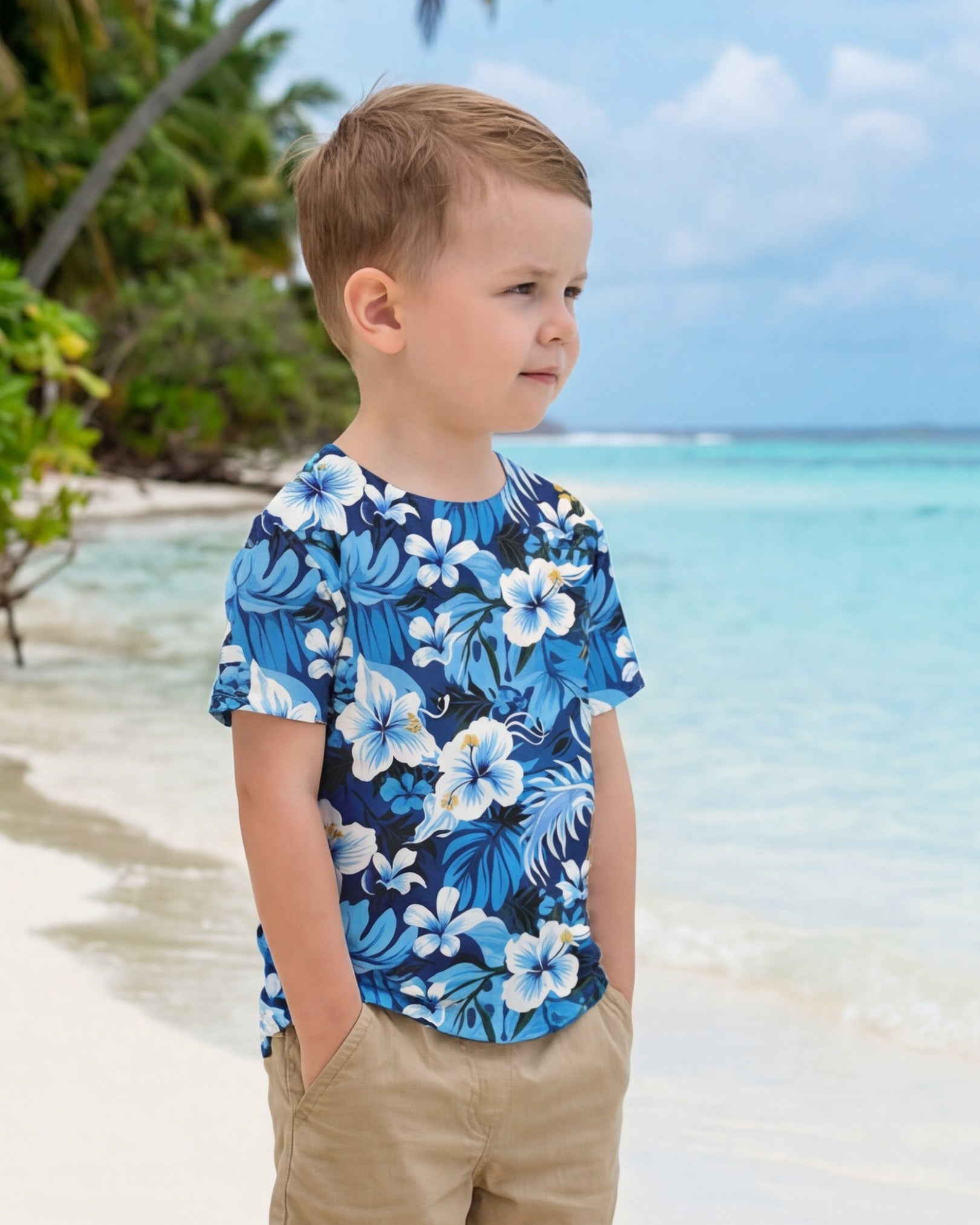 Childs Hawaiian Tee - Blue Hawaiian