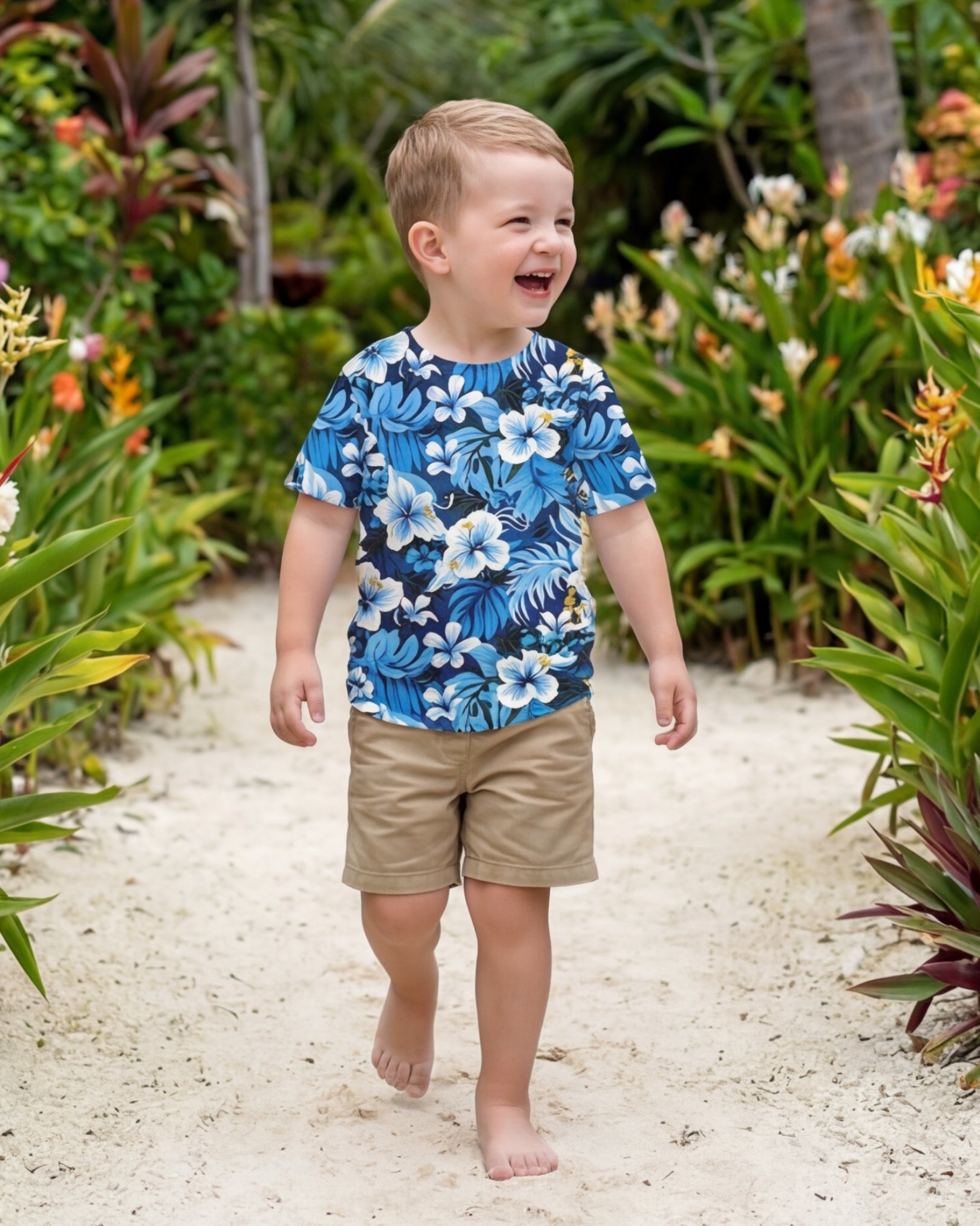 Childs Hawaiian Tee - Blue Hawaiian