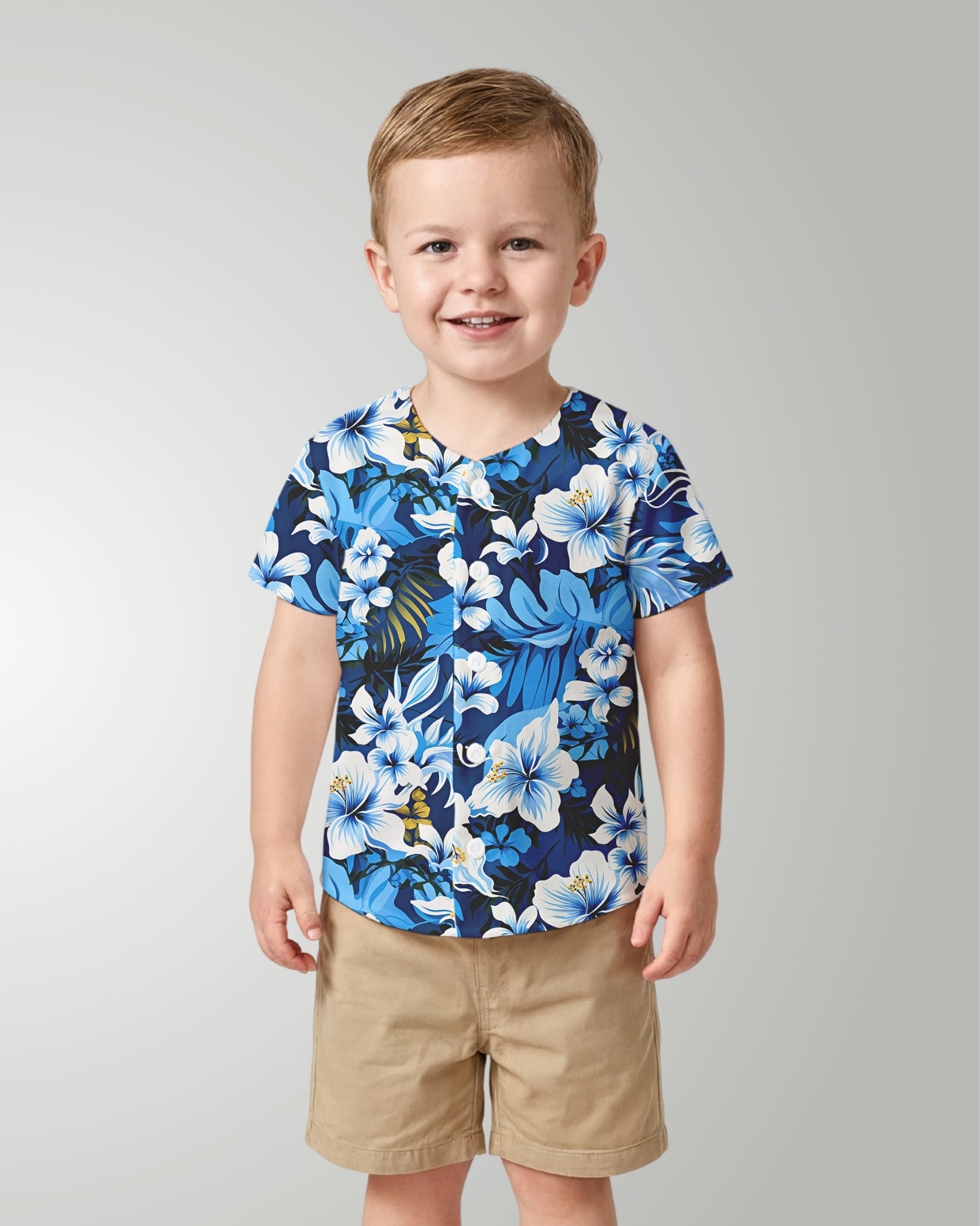 Childs Button Jersey - Blue Hawaiian