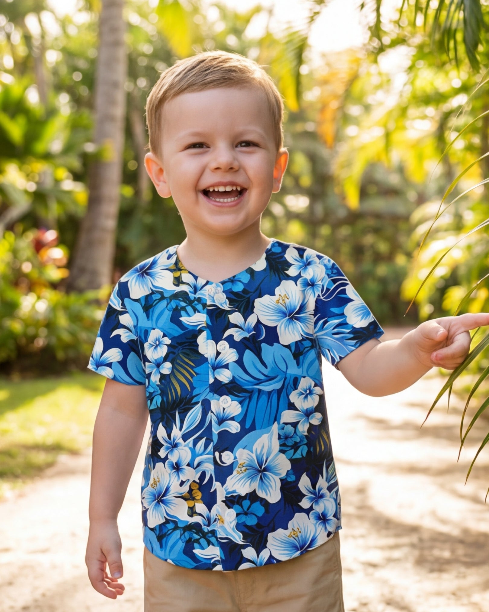 Childs Button Jersey - Blue Hawaiian