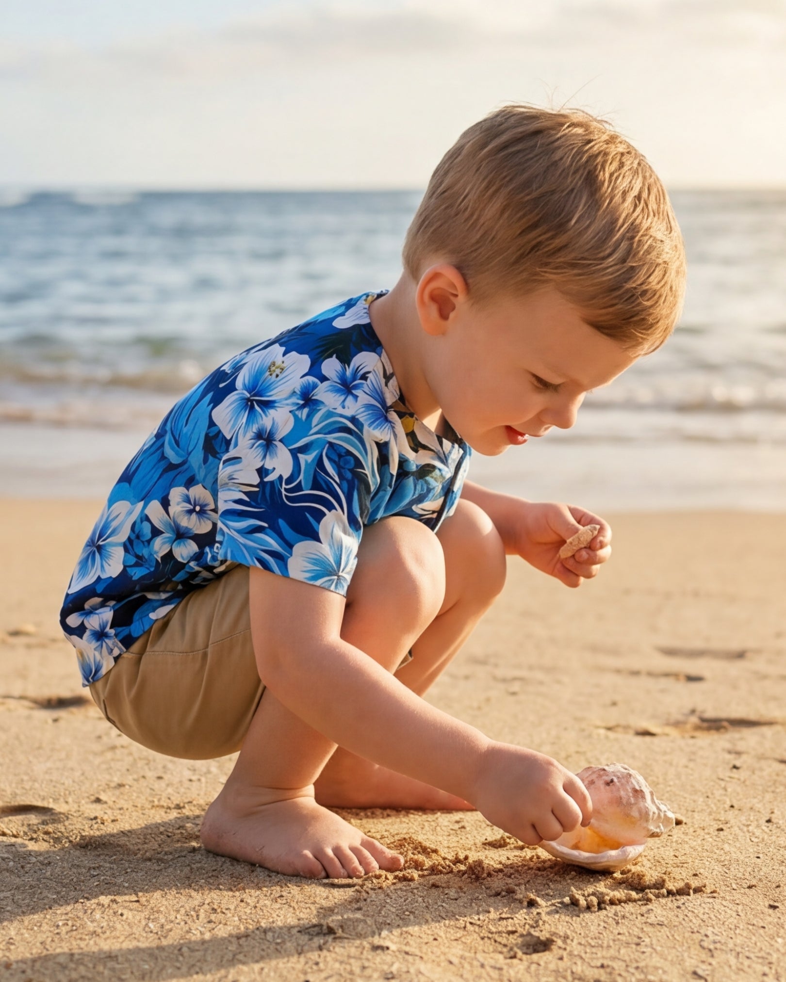 Childs Button Jersey - Blue Hawaiian
