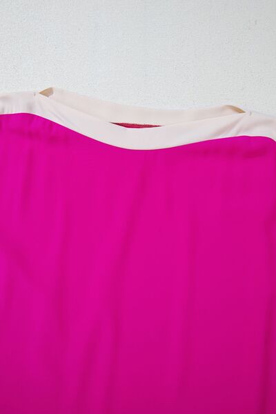 Boat neck half sleeve blouse.