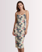 Womens Bodycon Midi Dress - Tropical IV