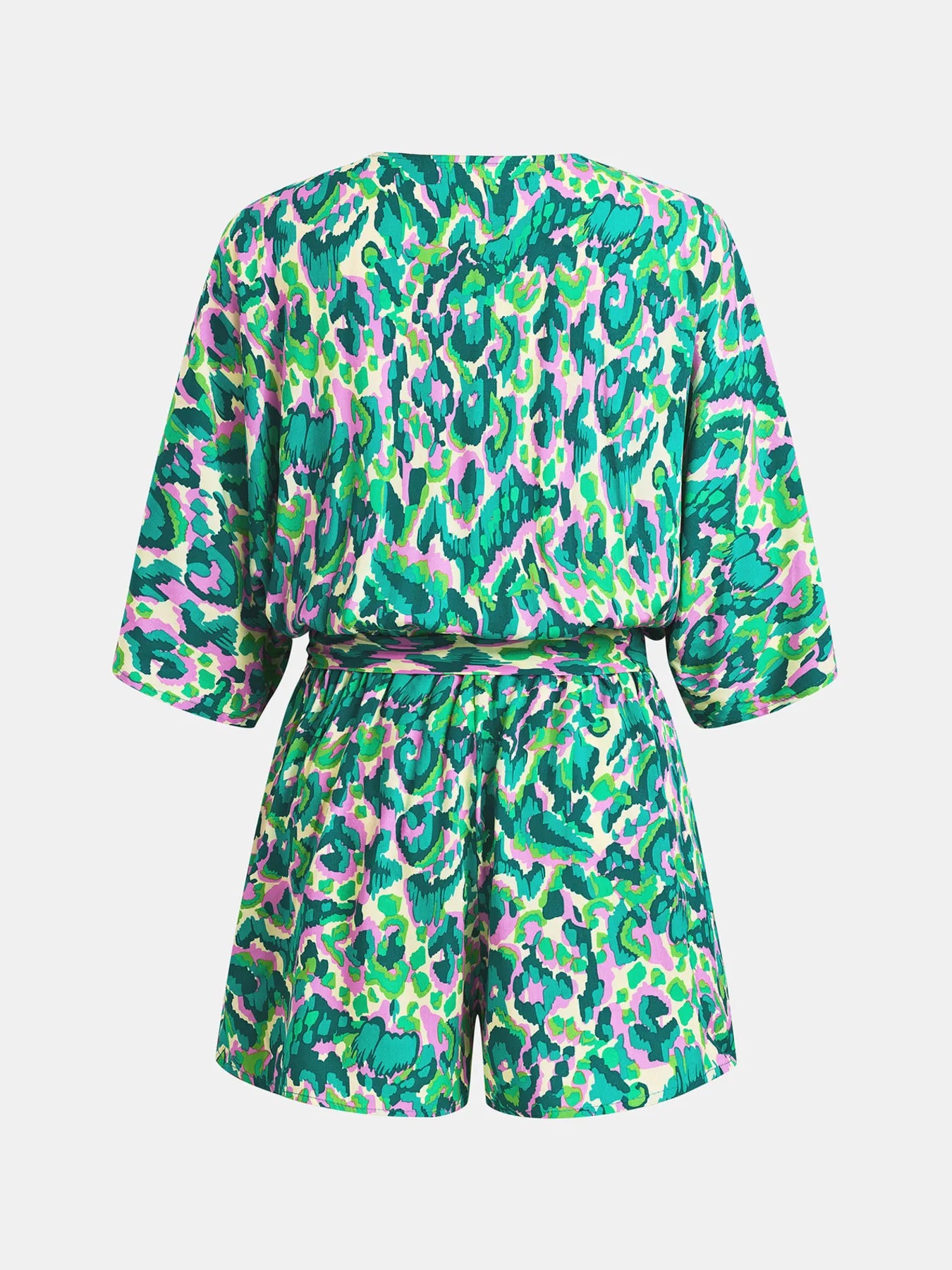 Bohemian Floral Print V-Neck Batwing Sleeve Romper