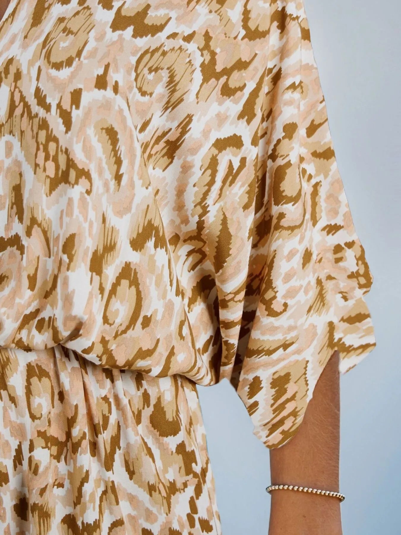 Bohemian Floral Print V-Neck Batwing Sleeve Romper