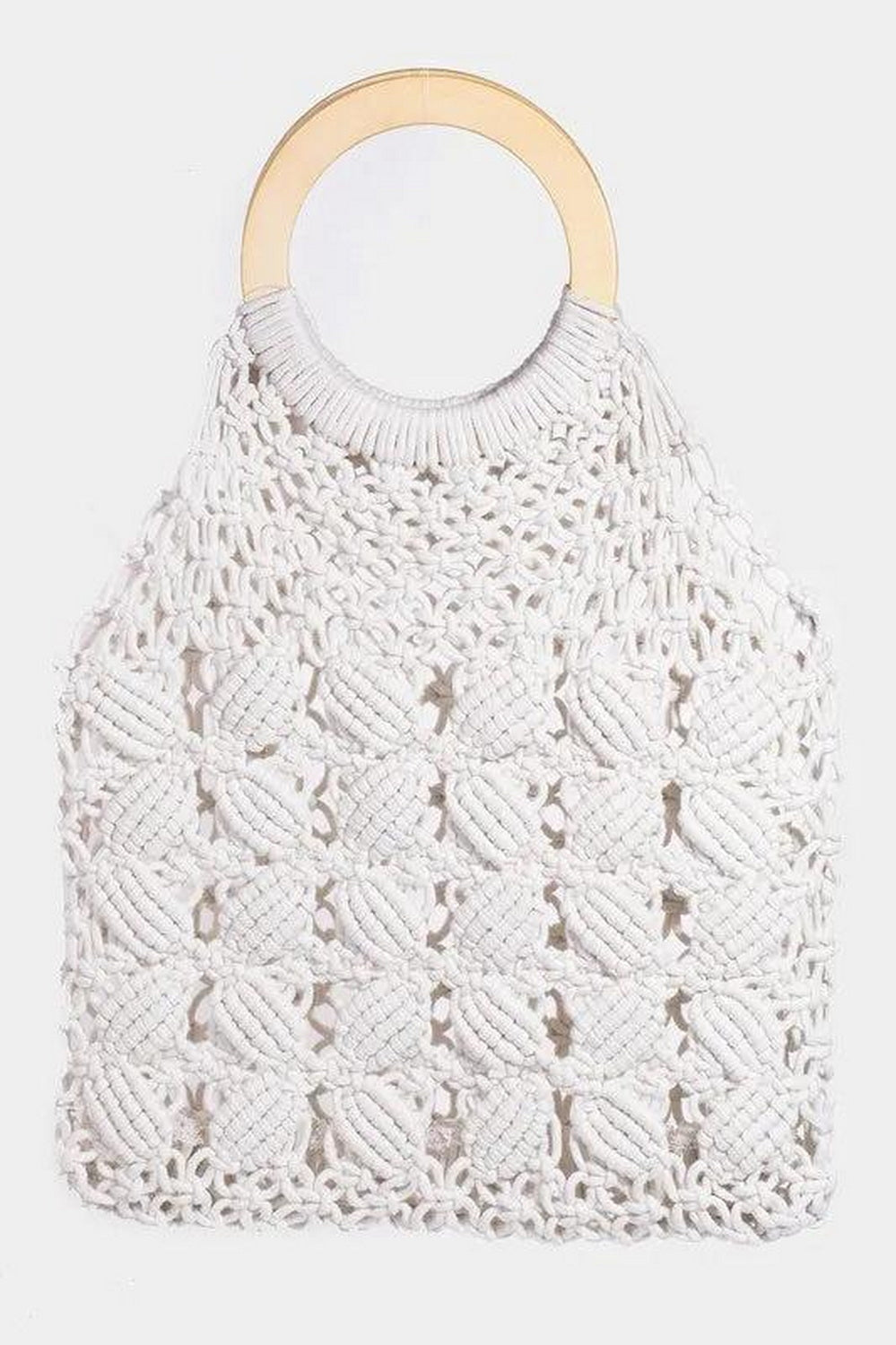 Boho Braided Wooden Top Handle Bag
