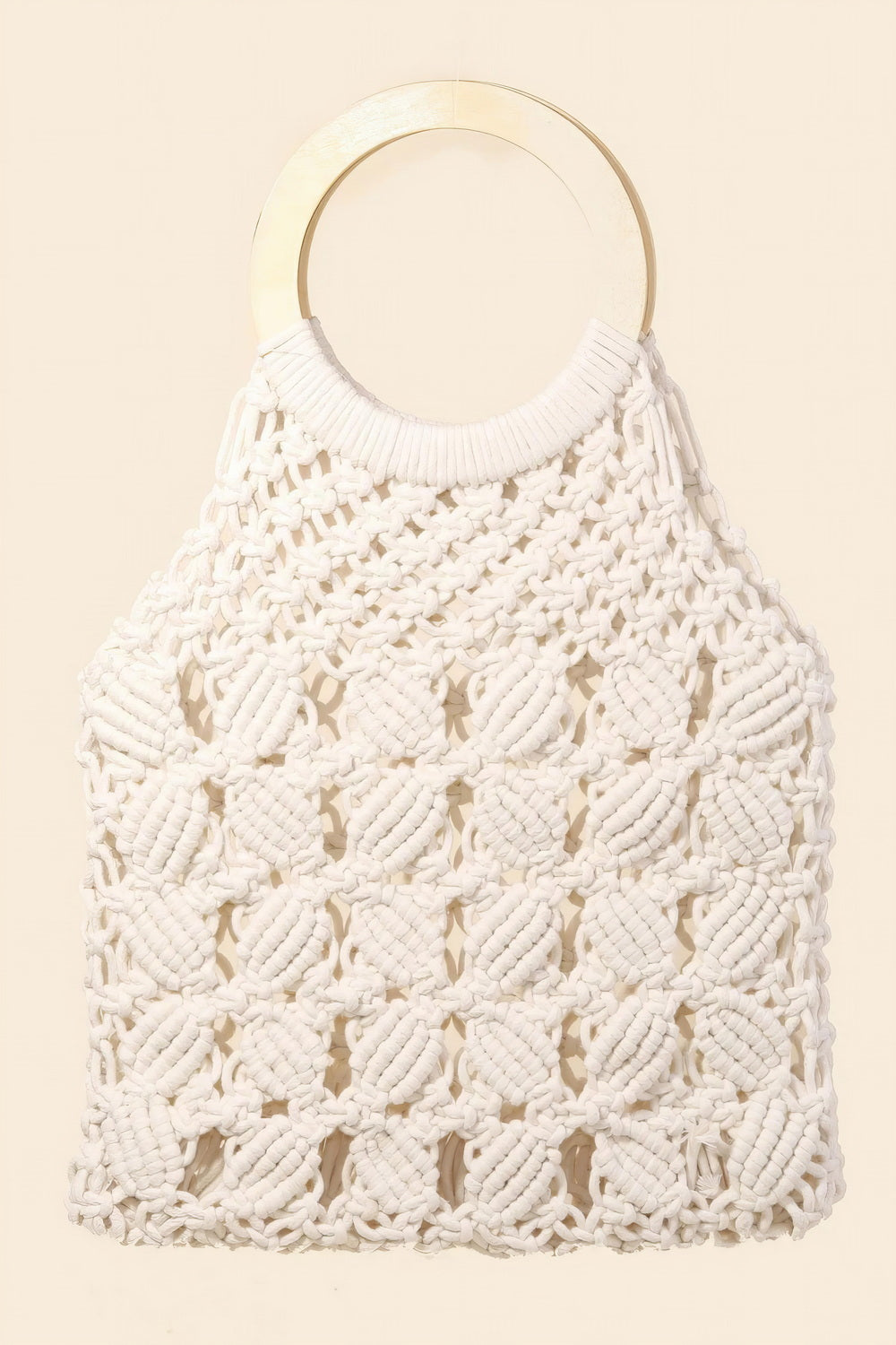 Boho Braided Wooden Top Handle Bag