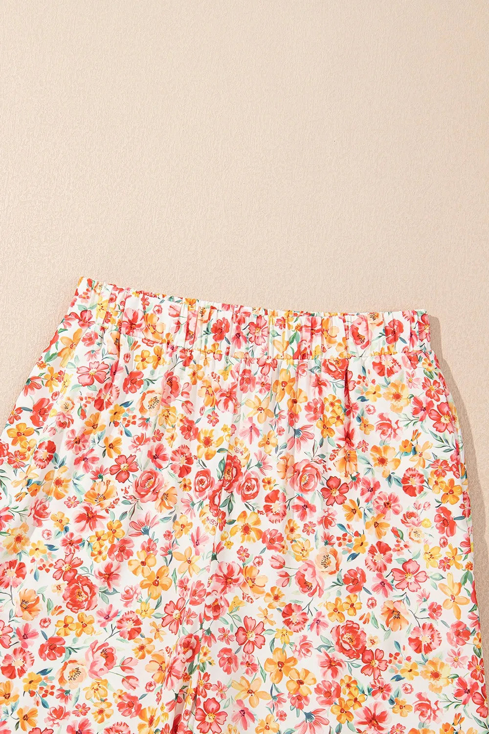 Boho Floral Bandeau Top and High Waist Wide Leg Pants Set.