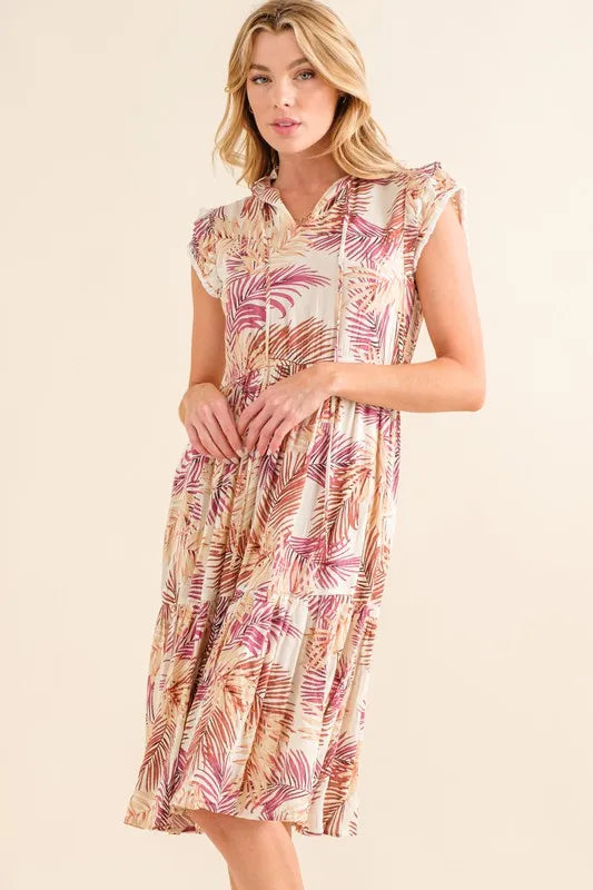 Floral Cutout Back Square Neck Maxi Dress.