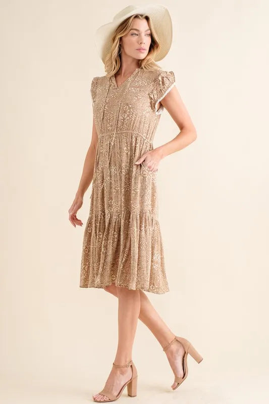 And The Why Boho Printed Tiered Maxi Dress.