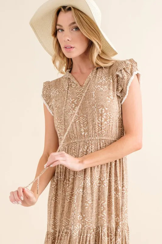 And The Why Boho Printed Tiered Maxi Dress.