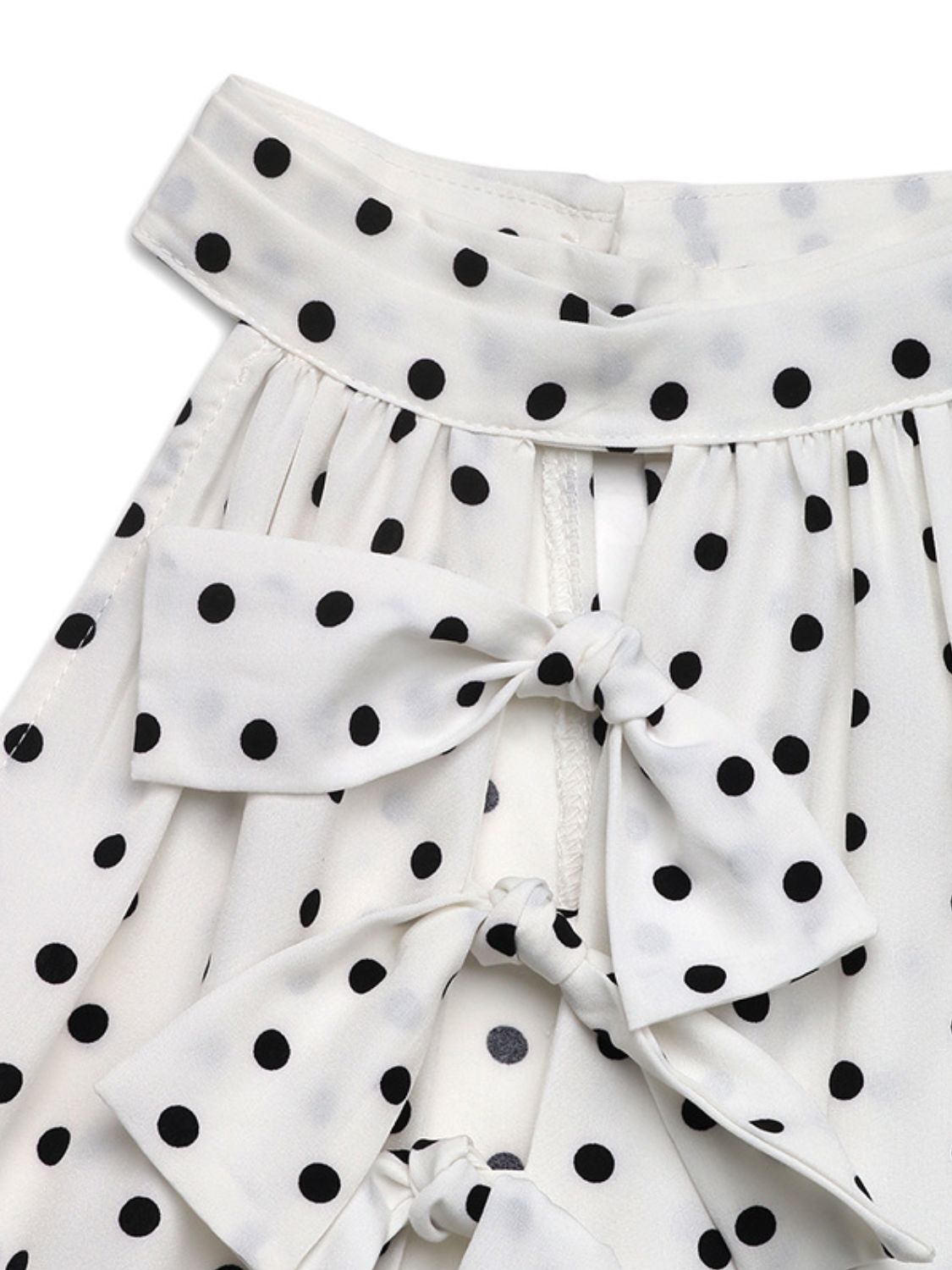 Perfee Bow Front Polka Dot Sleeveless Midi Dress.