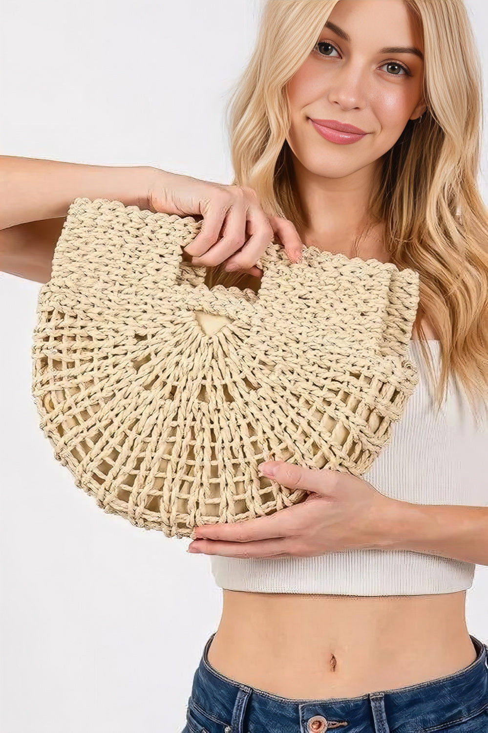 Braided Semi Circle Tote Bag