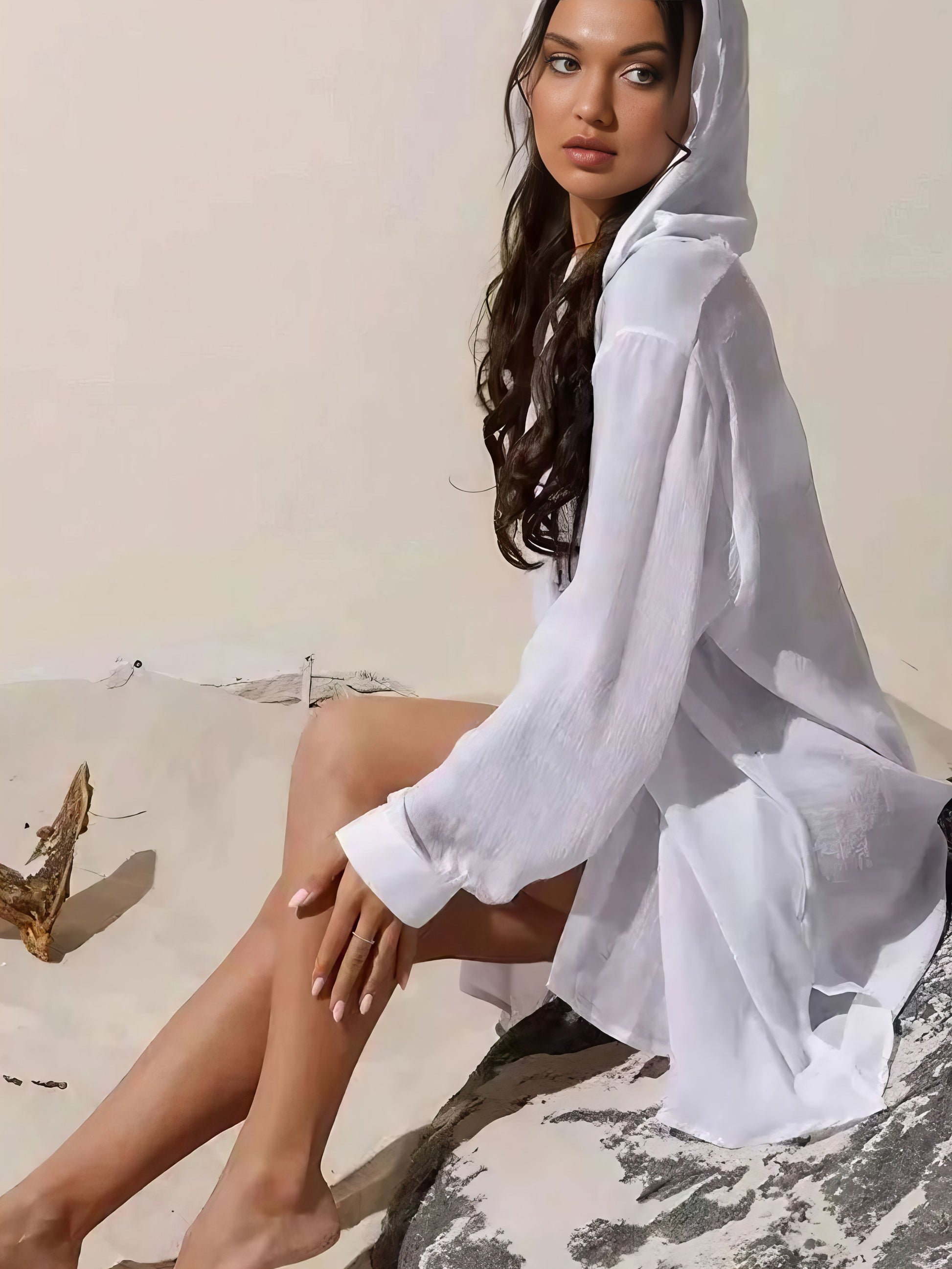 Button Down Hooded Cover-Up.