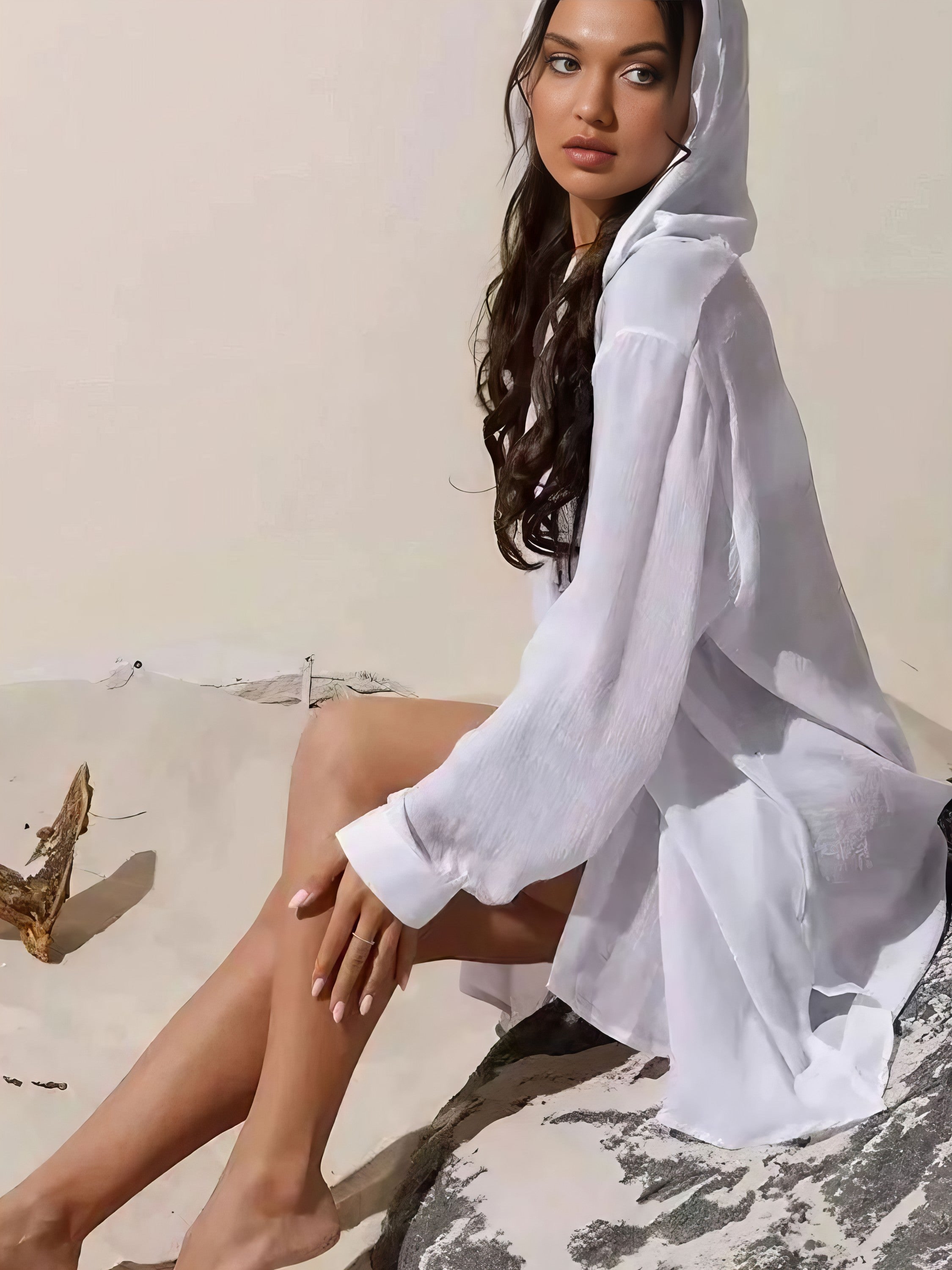 Button Down Hooded Cover-Up.